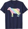 Rainbow Cow Shop Rainbow Cow Dots, Colorful Cow Print for Cow Lovers T-Shirt - Navy Blue