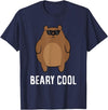 Funny Bear Animal Tees Beary Cool Animal Cute Bear T-Shirt - Navy Blue