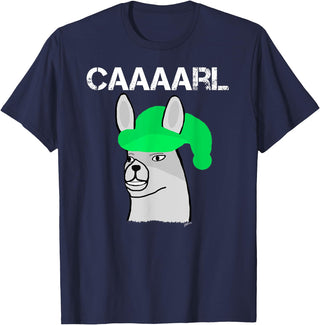 Llama Shirt Collection by Jean Olivier Funny Llama with Hats T-Shirt - Black, Small, Unisex-Adults, Classic Fit, Short Sleeve, Cotton 65% Polyester 35% - Navy Blue