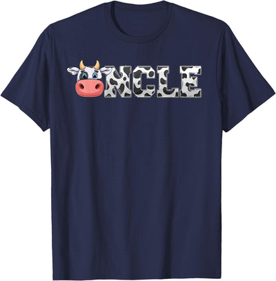 Uncle Cow Print Cowboy Animal Pattern Farmer Cow Uncle T-Shirt