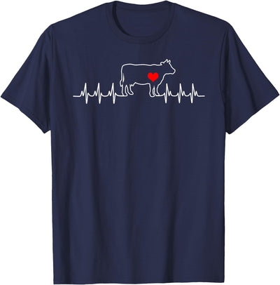 Black White Family Cow Farm I Love My Cow Valve Ekg T-Shirt