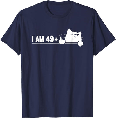 50th Birthday funny-celebrate 50 years old clothes I Am 49 Plus 1 Middle Finger For A 50th Birthday cat mom dad T-Shirt