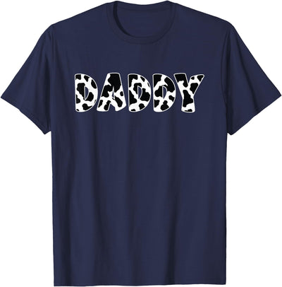 Family Members and More Daddy Cow Print Cow Pattern Father's T-Shirt