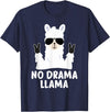 No Drama No Pob-Llama Alpaca Gifts No Drama Llama Alpaca with Sunglasses Llama Alpaca T-Shirt - Navy Blue