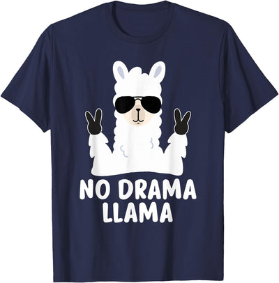 No Drama No Pob-Llama Alpaca Gifts No Drama Llama Alpaca with Sunglasses Llama Alpaca T-Shirt