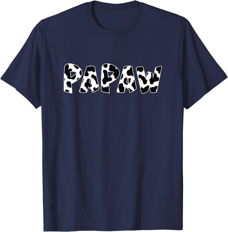 funny saying Gifts for Family Members and more Papaw Cow Print Cow Pattern T-Shirt - Navy Blue