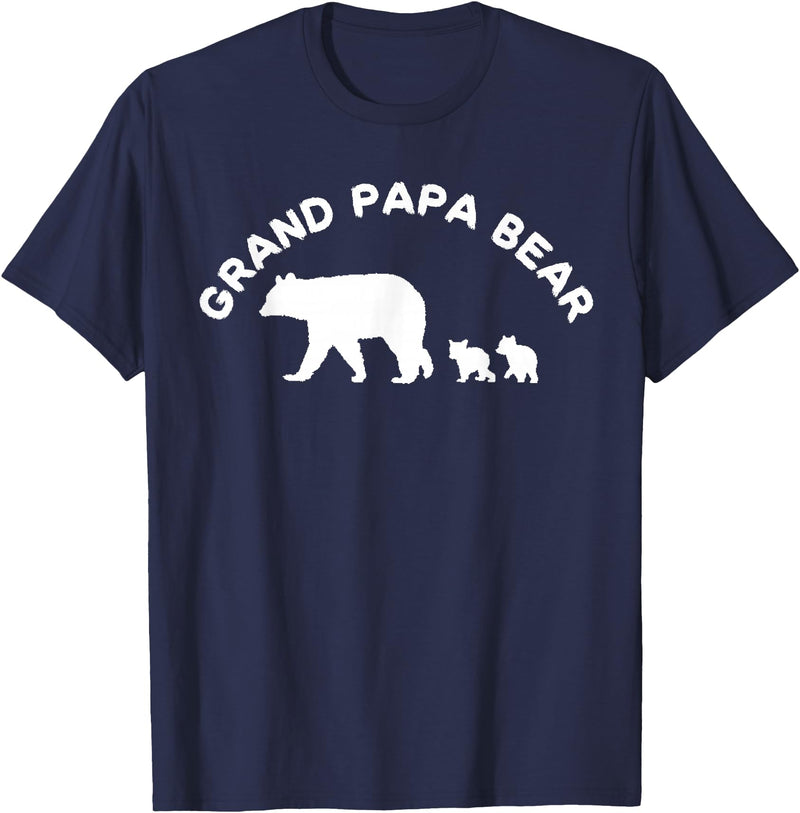 All in the Bear Family Grand Papa Bear Grandpa With 2 Two Cubs Gift T-Shirt - Navy Blue