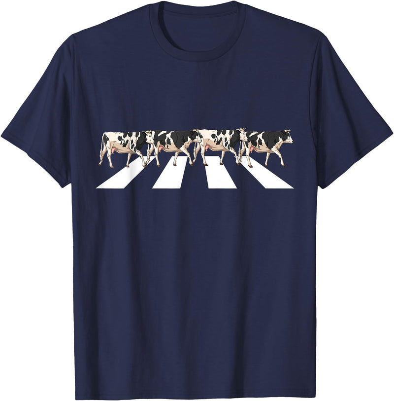 Funny Cow Shirt Women Men Girls Kids Boys Gifts Funny Crosswalk Cows Farming farm Cow Girl Boy Women Men Kid T-Shirt - Navy