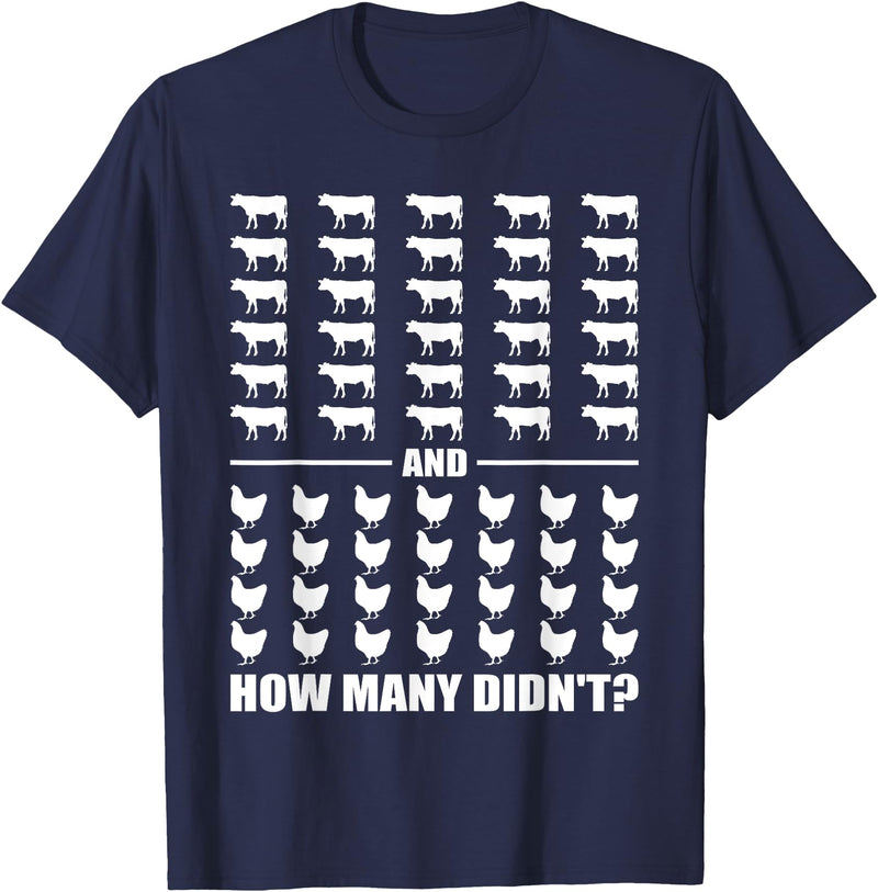 Funny Chicken and Cows Riddle 30 Cows and 28 Chickens How Many Didn't Funny Riddle Meme T-Shirt - Navy Blue