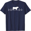 Black Angus Rancher Geschenk Für Bauern Heartbeat ECG Pulse Cow Black Angus Rancher T-Shirt - Navy Blue