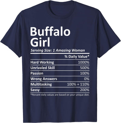Proud Vintage Sport Born Living in Nutrition Facts Buffalo T-Shirt
