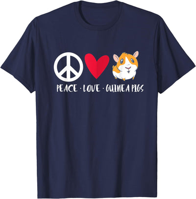 Pet Guinea Pig Owner Apparel Co. Peace Love Guinea Pigs Cute Furry Potato Pet Guinea Pig T-Shirt