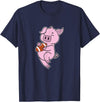 American Football USA animal Touchdown sport ball Pig plays American Football T-Shirt - Navy Blue