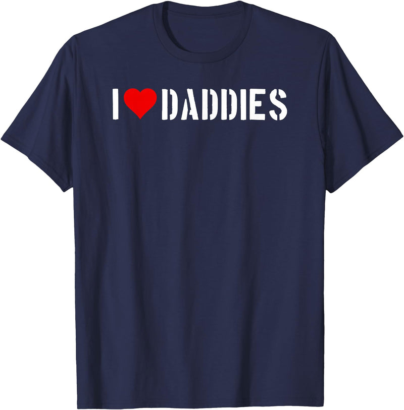 Bear Daddy I Heart (love) Daddies Funny Gay Adult Humor Cute Older Men T-Shirt - Navy Blue