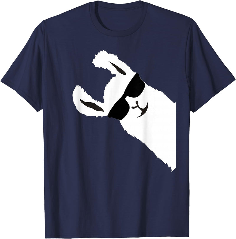 Llama Alpaca gifts for women men girls and boys Funny Llama Alpaca with Sunglasses T-Shirt Small - Navy Blue