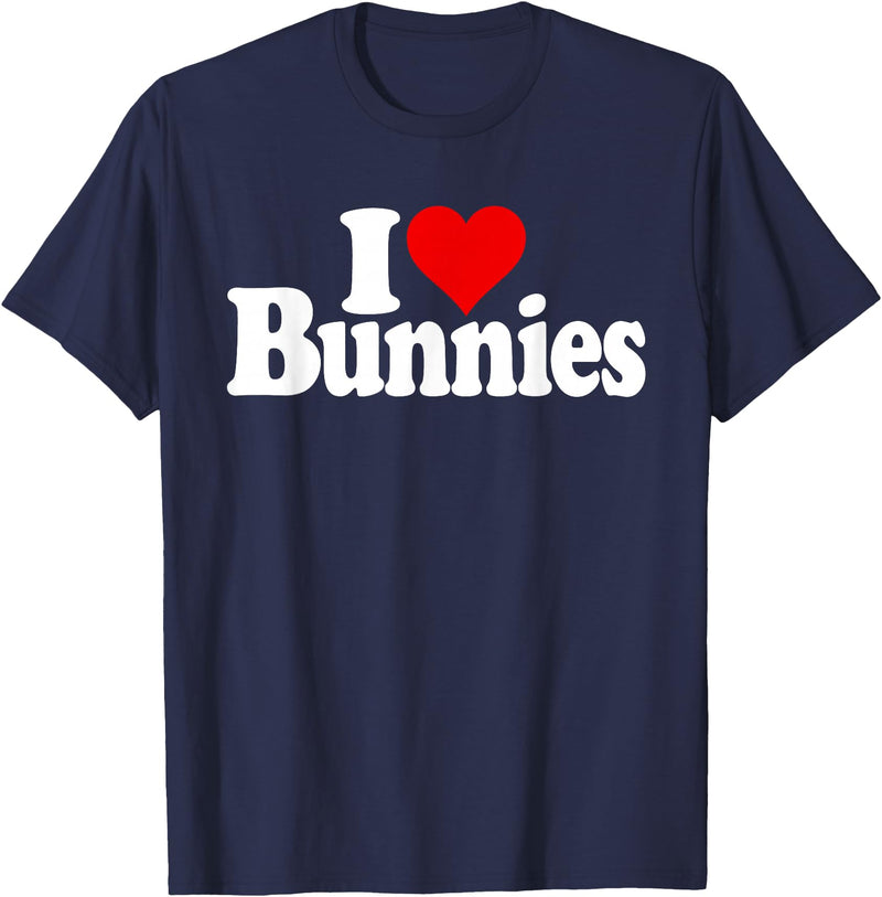 I LOVE HEART BUNNIES BUNNY RABBITS T-Shirt in Navy Blue