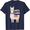 Family Matching Llama Birthday Auntie Llama Aunt Of The Birthday Llama Party Family T-Shirt - Navy Blue