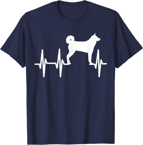 Hundekarelische Bärn-Liebhaber-Geschenke Karelian Bear Heartbeat Dog Mum Dad Pet Gift T-Shirt - Navy Blue