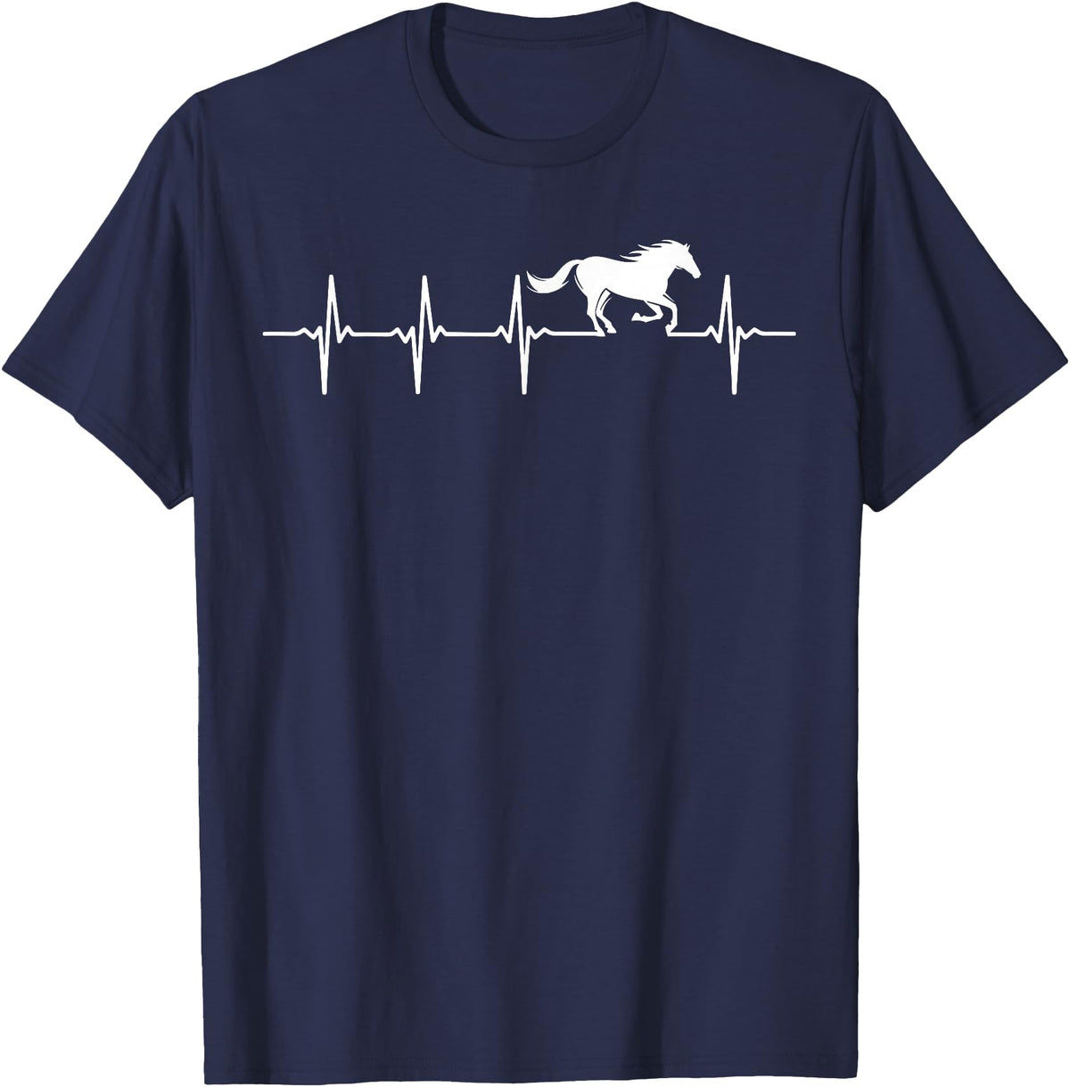 Heartbeat Horse Lover Gifts Women Men Girls Gifts Horse Lover Gifts Heart EKG Heartbeat Pulseline Cardiology T-Shirt - Navy Blue