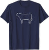 Simmental Cow Lineart T-Shirt - Navy Blue