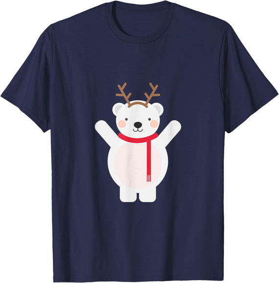Ugly Sweater Designs Christmas Polar Bear T-Shirt - Navy Blue