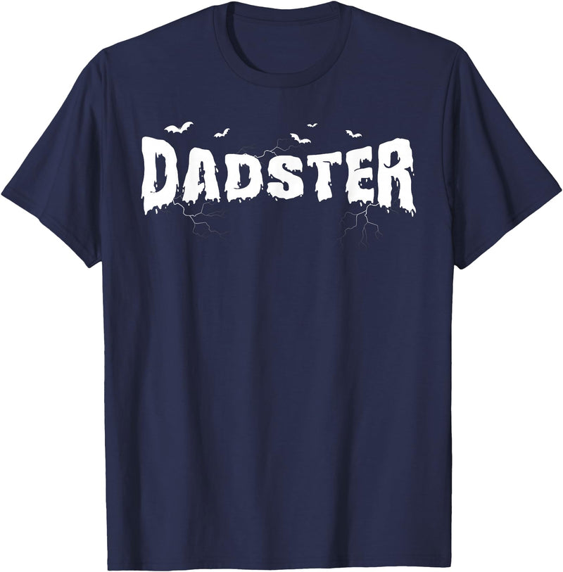 Dadster Matching Family Mom Dad Halloween Party Retro Vintage Dadster Couple Matching Family Mom Halloween T-Shirt - Navy