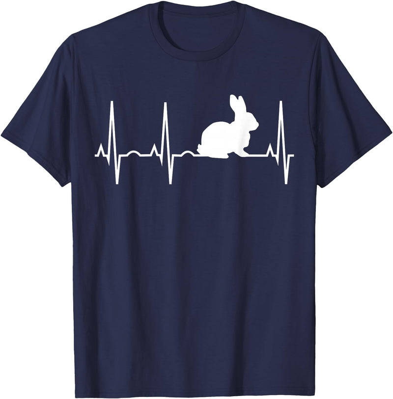 Bunny Heartbeat for Bunny Lovers Rabbit Gift T-Shirt in Navy Blue