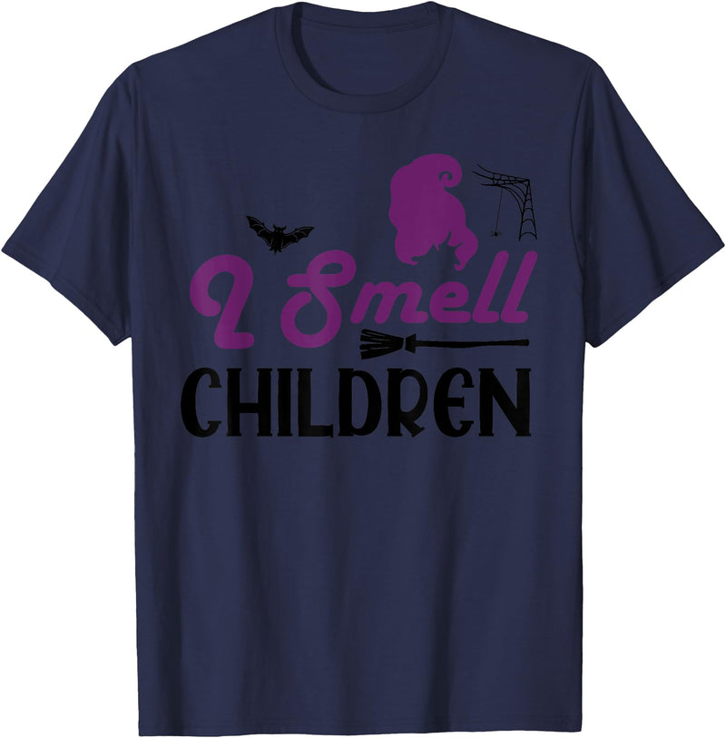 Hocus and pocus helloween spooky season Funny Halloween Ghost - I Smell Children T-Shirt - Navy Blue