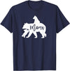 Artsy Mommy Bear Silhouette Nature Family Gifts Mama Bear 2 Baby Bear Cubs Playing Riding on Back T-Shirt - Navy Blue
