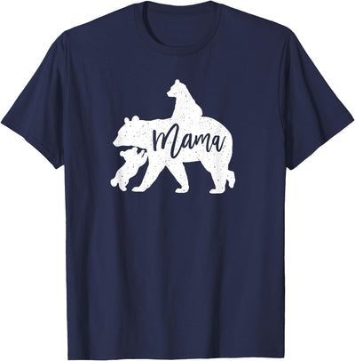 Mama Bear 2 Baby Bear Cubs Playing Riding on Back T-Shirt