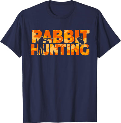 Rabbit Hunting Orange Camo Text T-Shirt