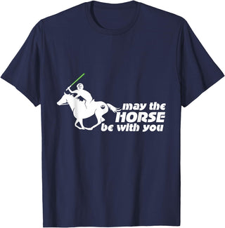 NickerStickers May the Horse Be With You | Equestrian Geek T-Shirt T-Shirt - Navy Blue