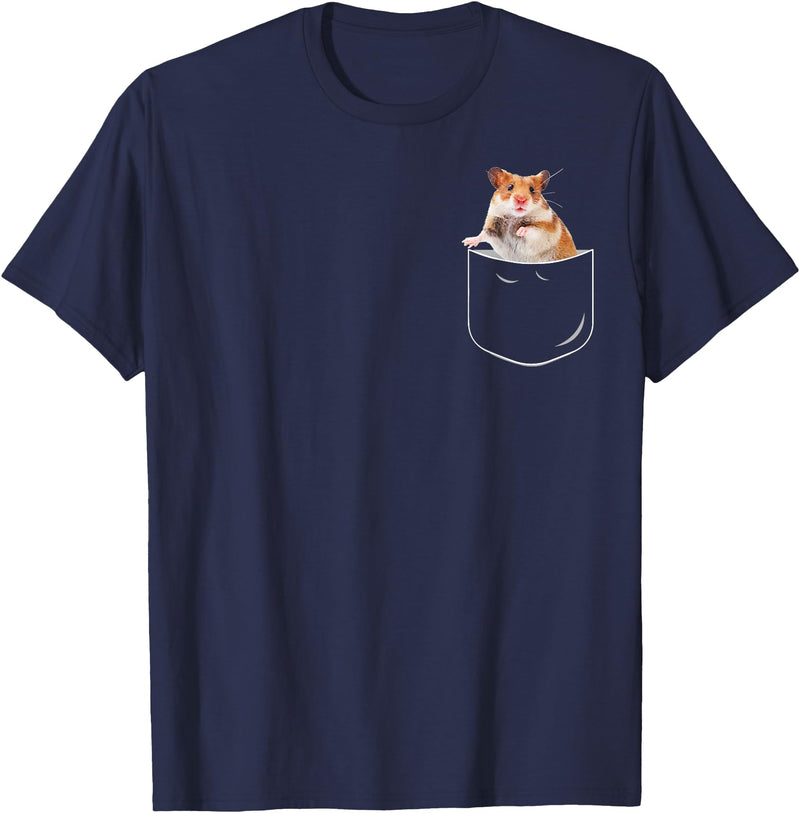 Pocket Hamster Shirt, Funny Hamster in Pocket Gift Tshirt T-Shirt - Navy Blue