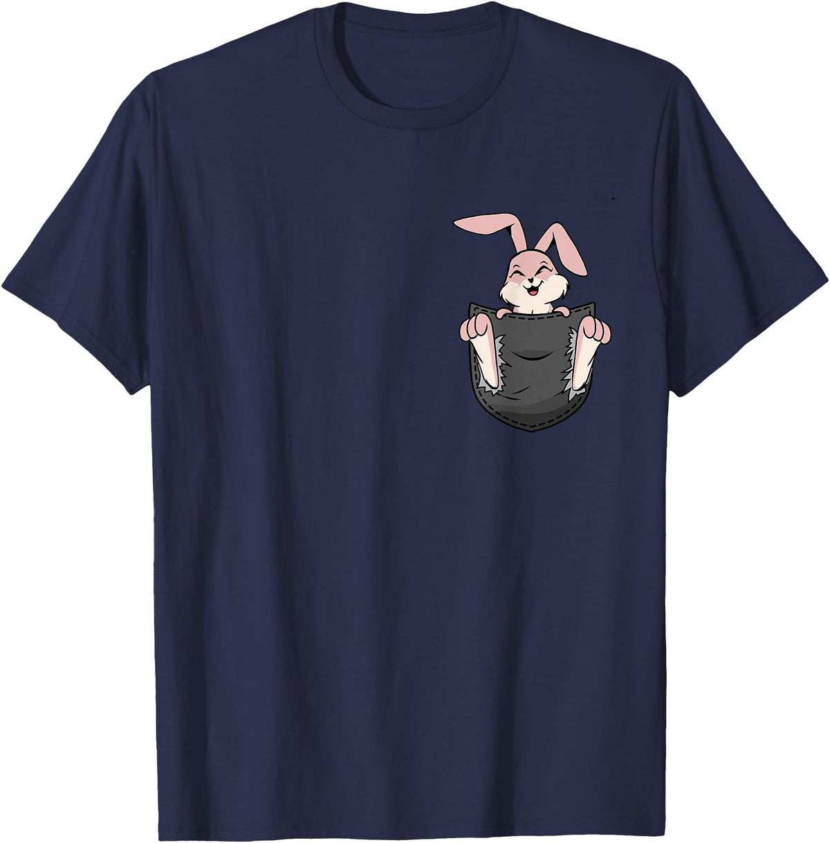 Cute Rabbit Bag Lover Bunny Graphic T-Shirt in Navy Blue