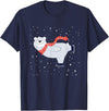 Polar Bear Ice Skating T shirt Funny Christmas Bear Lovers - Navy Blue