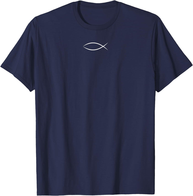 I LOVE JESUS APPAREL ICHTHYS ICHTHUS JESUS FISH CHRISTIAN SYMBOL T-Shirt - Navy Blue