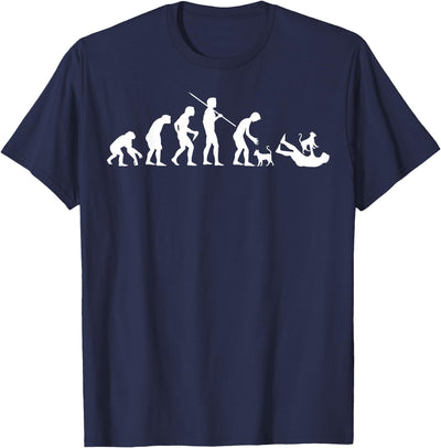 Irreverent Tees Evolution of Man with Cats Unisex-Adult Black Cartoon T-Shirt