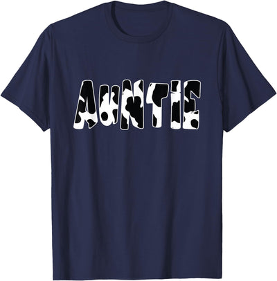 Family Members and More Auntie Cow Print Cow Pattern T-Shirt