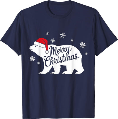 Polar Bear Animal Lover Xmas Santa Hat Christmas T-Shirt