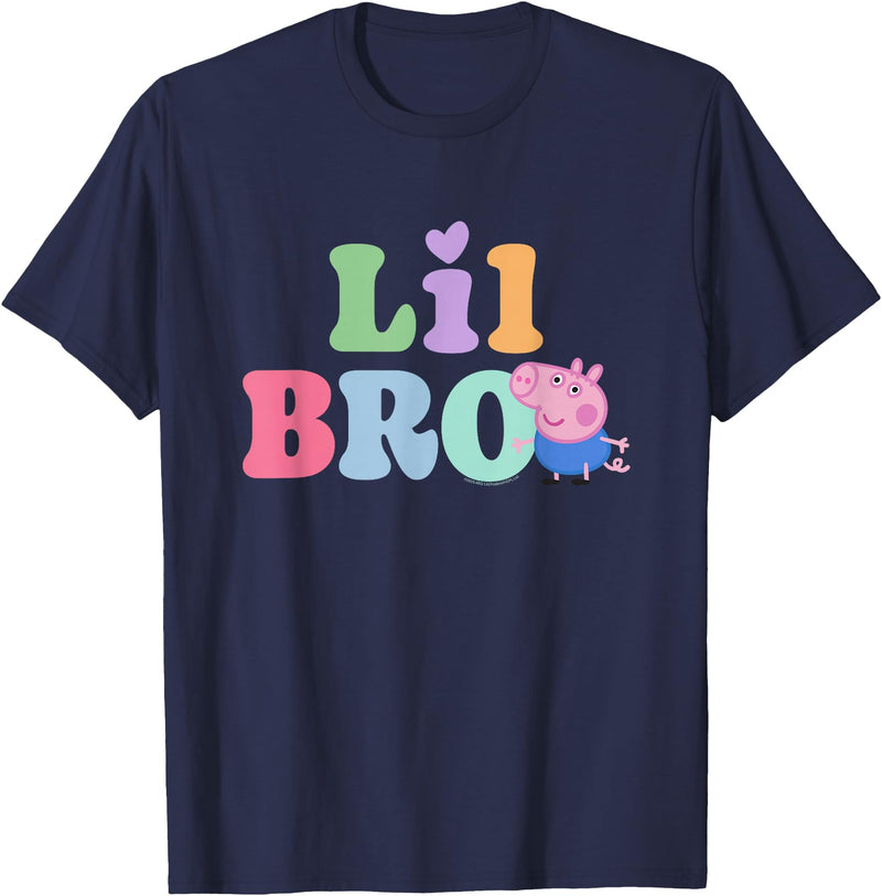 Peppa Pig 20th Anniversary Lil Bro Colorful Logo T-Shirt - Navy Blue