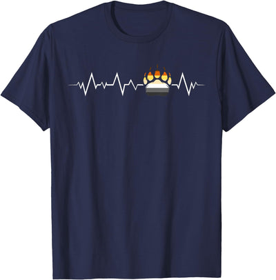 Gay Bear Pride Heartbeat Paw Bear Flag Colors T-Shirt