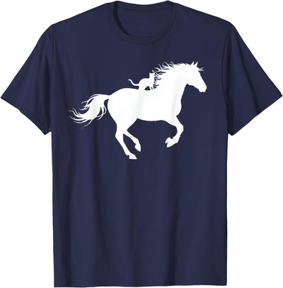 Horse and Cat Riding Running Horse with Cat Silhouette Graphic Horse Cat Lovers T-Shirt