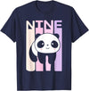 Kids 9 Year Old Cute Panda Bear Birthday Decoration Party T-Shirt - Navy Blue