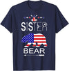 Patriotic Sister Bear Family Fun Sapphire Star Cool Patriotic Sister Bear Matching Family Flag 4th Of July T-Shirt - Navy Blue