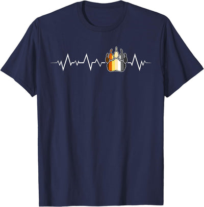 Gay Bear Pride Heartbeat Paw Minimal Bear Flag T-Shirt