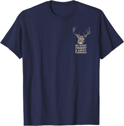 Hunting and Fishing American Flag (Design on Front and Back) T-Shirt