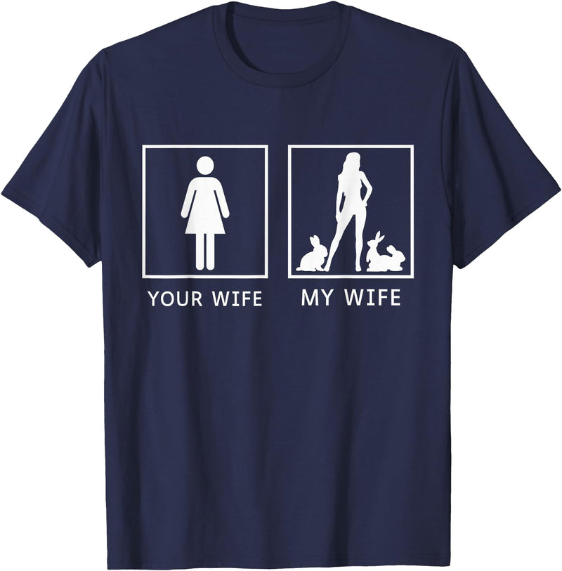 Your Wife My Wife Bunny Rabbit T-Shirt in Navy Blue