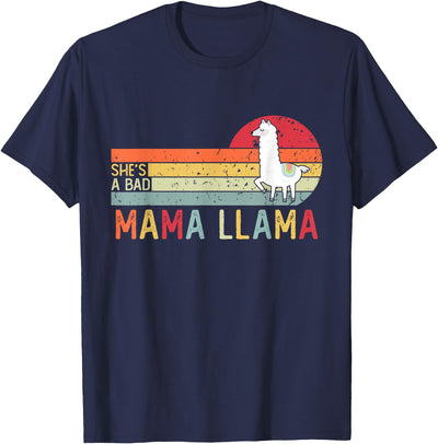 Shes A Bad Mama Llama Funny Mothers Day Tees Vintage Retro Llama Men Women Mothers She's a Bad Mama Llama T-Shirt