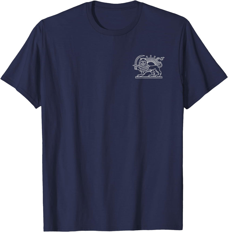 PERSIAN SYMBOLISM Persian Iran Lion and Sun Symbol T-Shirt - Navy Blue