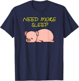 Cute Animal Pyjama Sleep Bed Outfits Funny Sleeping Pig Pajama Design for Bedtime T-Shirt - Navy Blue
